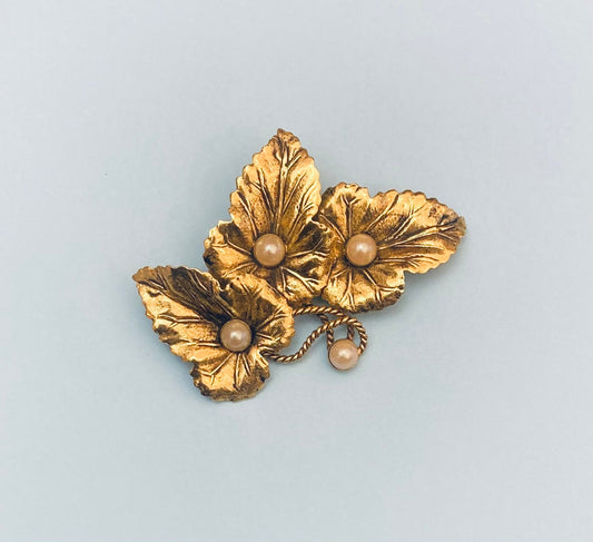 Spilla 90s foglie + perle Alice In Vintage