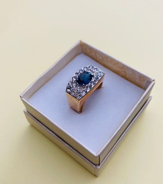 Anello 80s pietra e strass Alice In Vintage