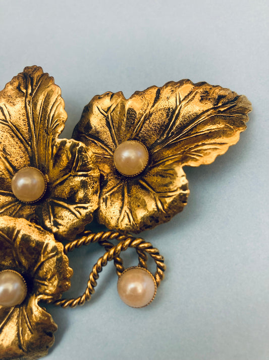 Spilla 90s foglie + perle Alice In Vintage