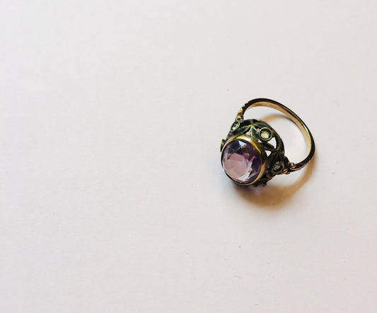 Anello oro 14 kt e ametista Alice In Vintage