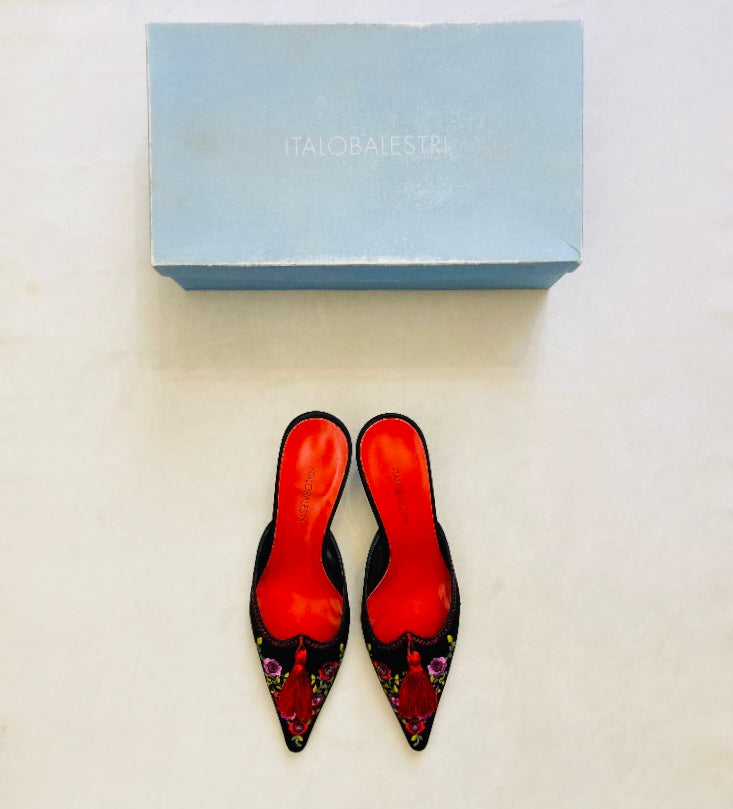 Sabot 90s ricamo flower Alice In Vintage