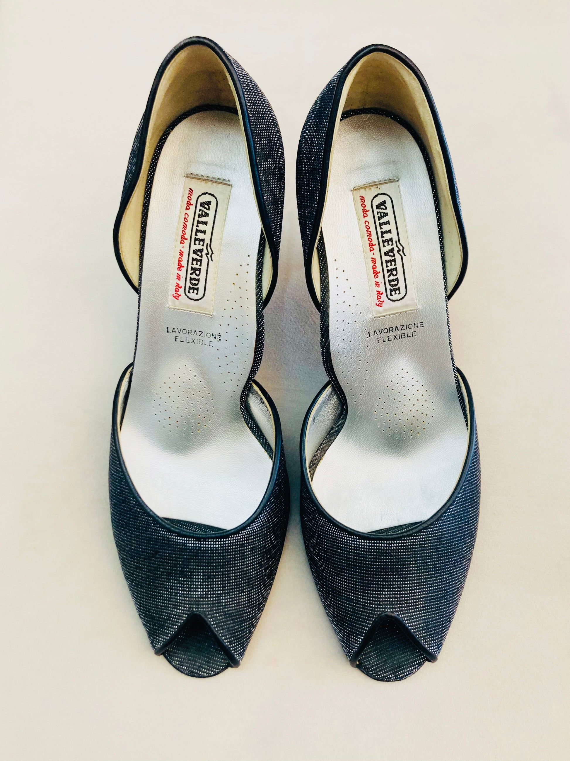 Open toe lamé 80s Alice In Vintage