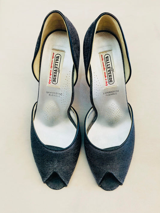 Open toe lamé 80s Alice In Vintage