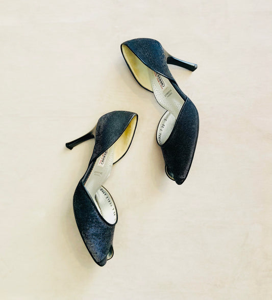 Open toe lamé 80s Alice In Vintage