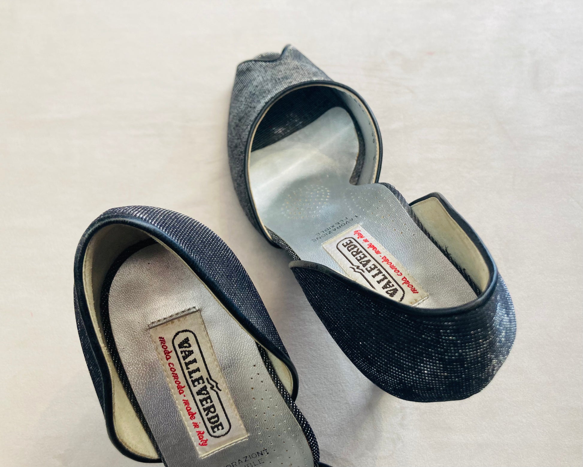 Open toe lamé 80s Alice In Vintage