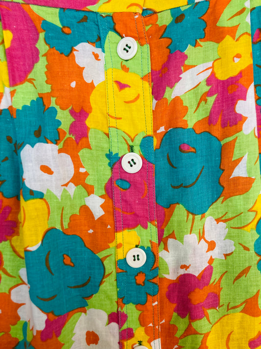 Gonna 80s cotone flower Alice In Vintage