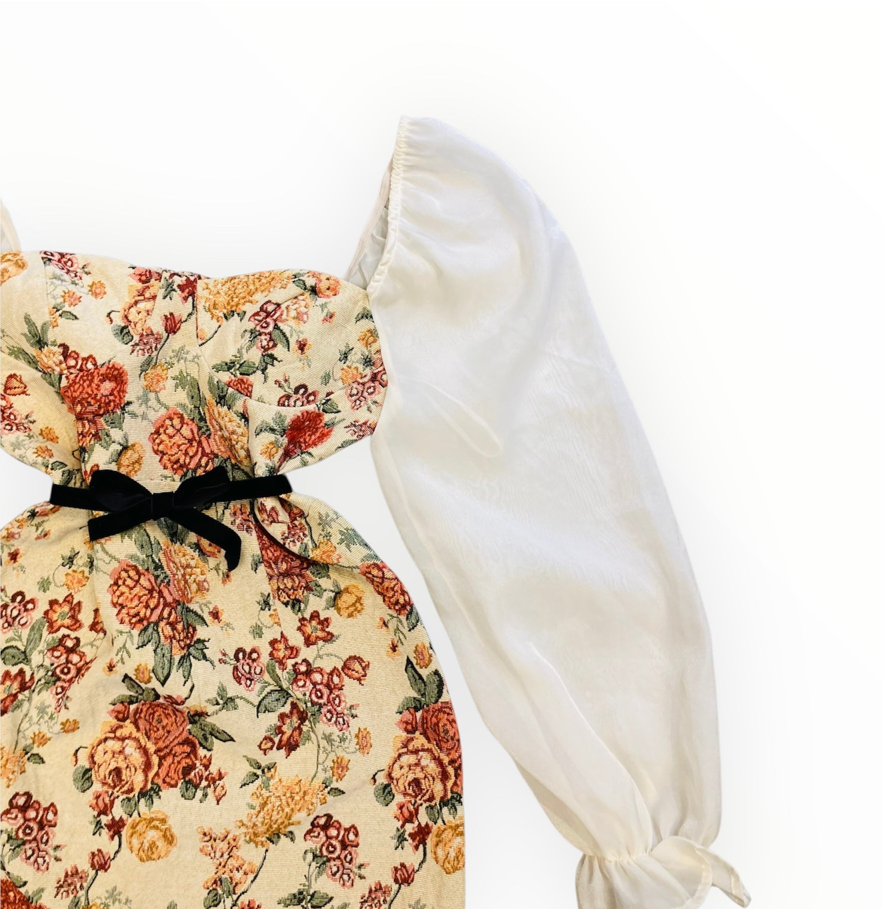 Flower dress broccato 90s Alice In Vintage