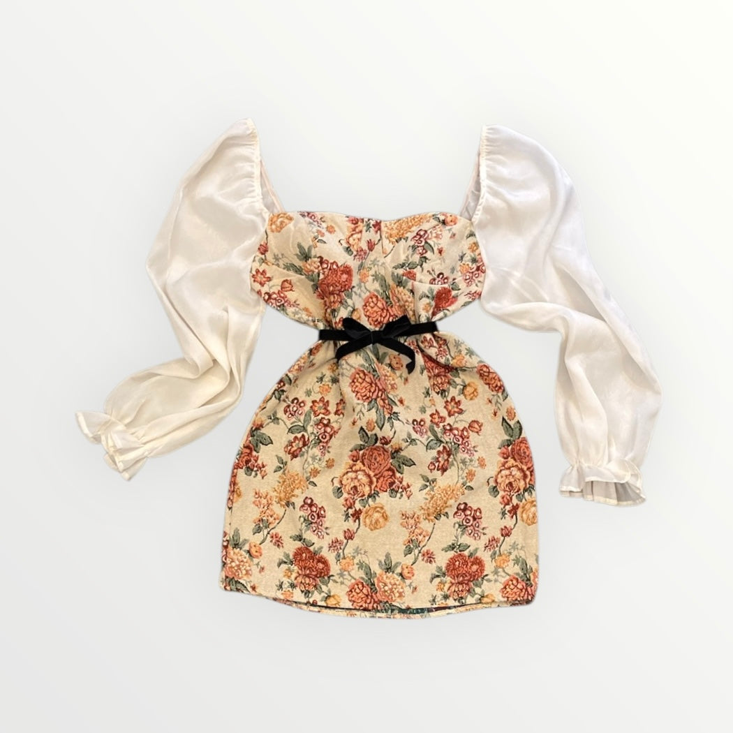 Flower dress broccato 90s Alice In Vintage
