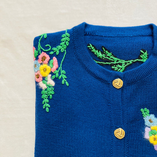 Maglione 80s ricamo flower Alice In Vintage