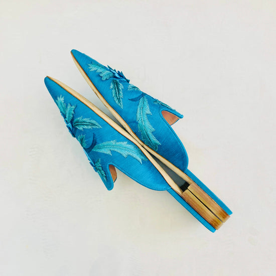 Alberta Ferretti sabot ricamo flower Alice In Vintage