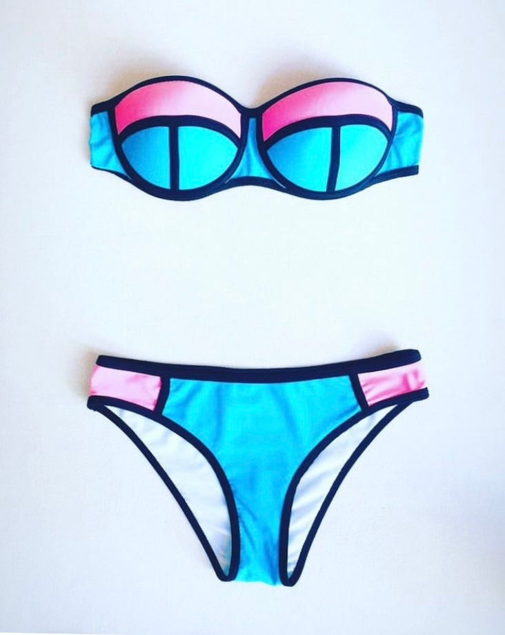 Bikini 90s color block Alice In Vintage