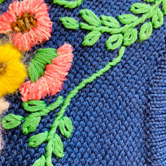 Maglione 80s ricamo flower Alice In Vintage