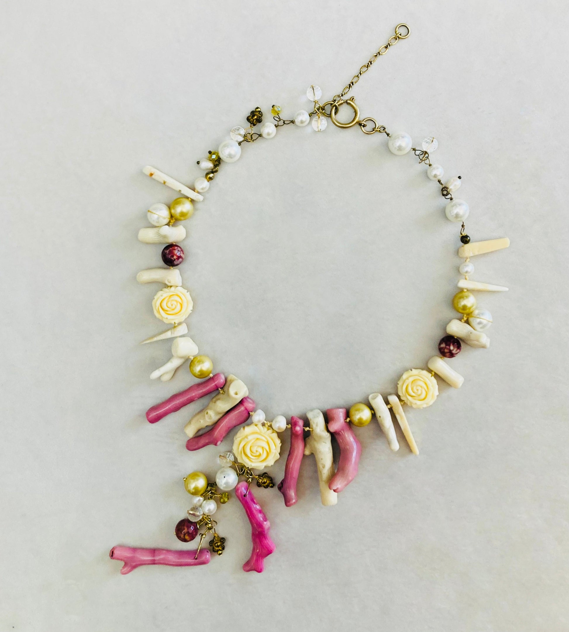 Collana corallo bambù perle Alice In Vintage