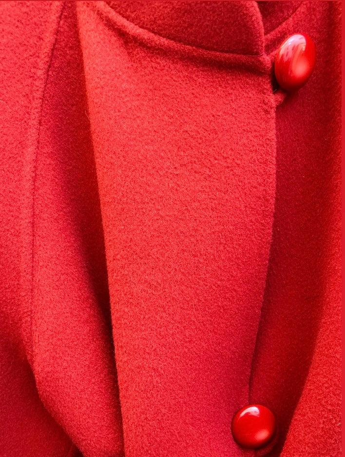 Coat 90s lana e cachemire fragola Alice In Vintage