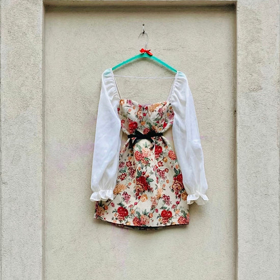 Flower dress broccato 90s Alice In Vintage