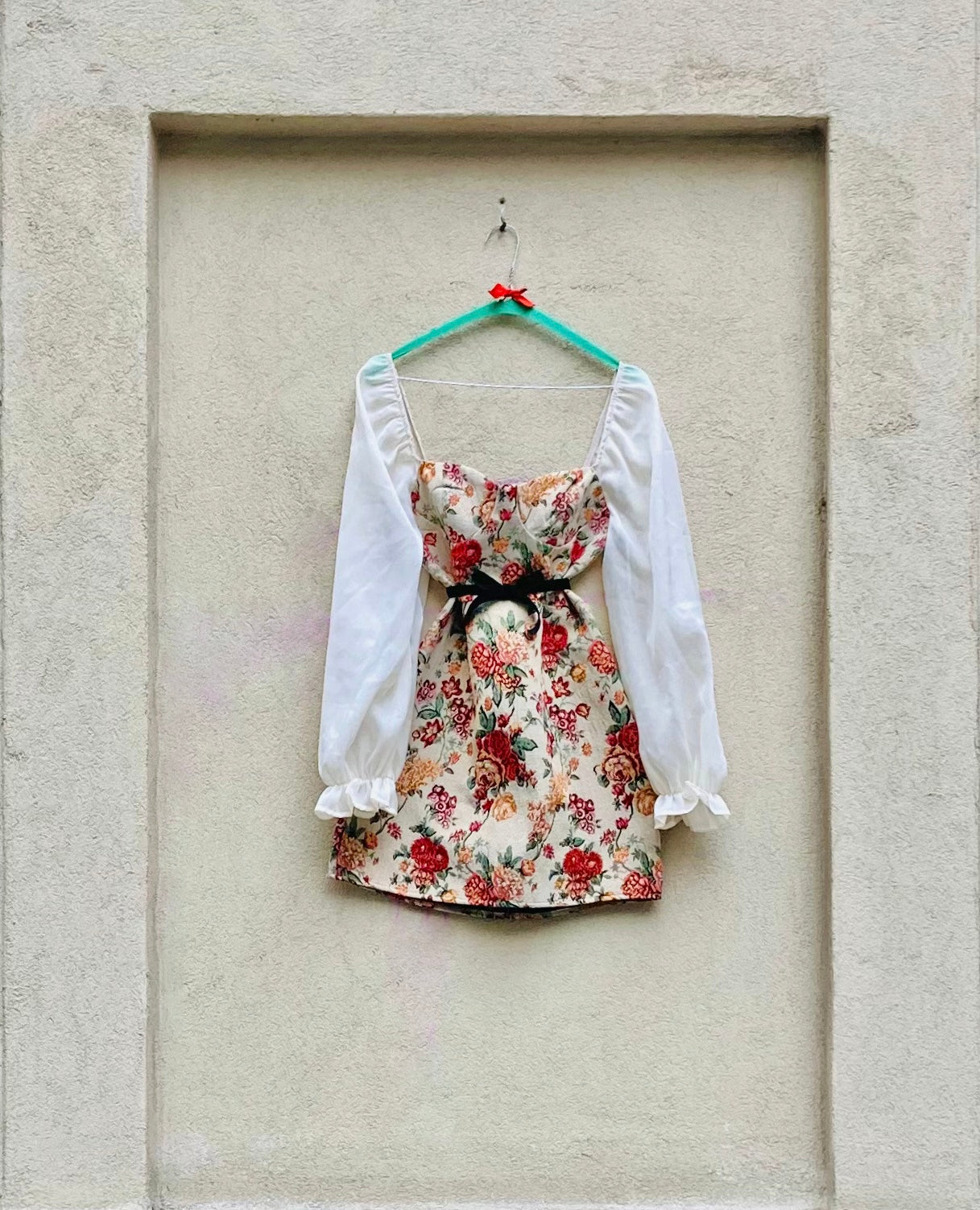 Flower dress broccato 90s Alice In Vintage