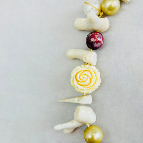 Collana corallo bambù perle Alice In Vintage