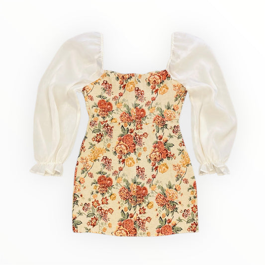Flower dress broccato 90s Alice In Vintage