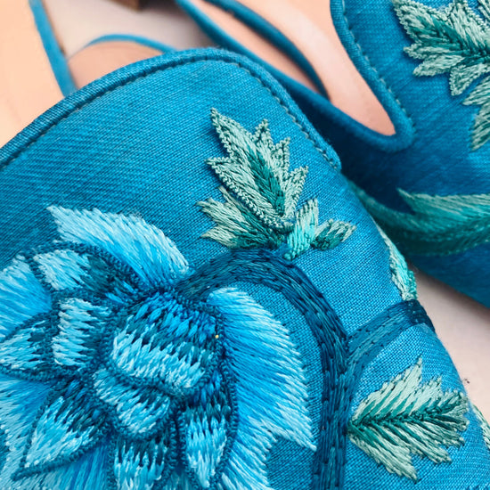 Alberta Ferretti sabot ricamo flower Alice In Vintage