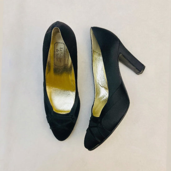 Le soulier de Satin décolleté raso nero Alice In Vintage