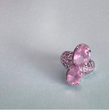 Anello 90s cristalli rosa Alice In Vintage