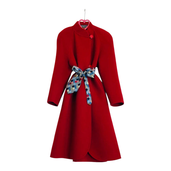 Coat 90s lana e cachemire fragola Alice In Vintage