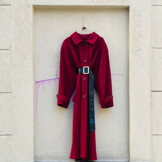 Coat 80s lana bordeaux Alice In Vintage