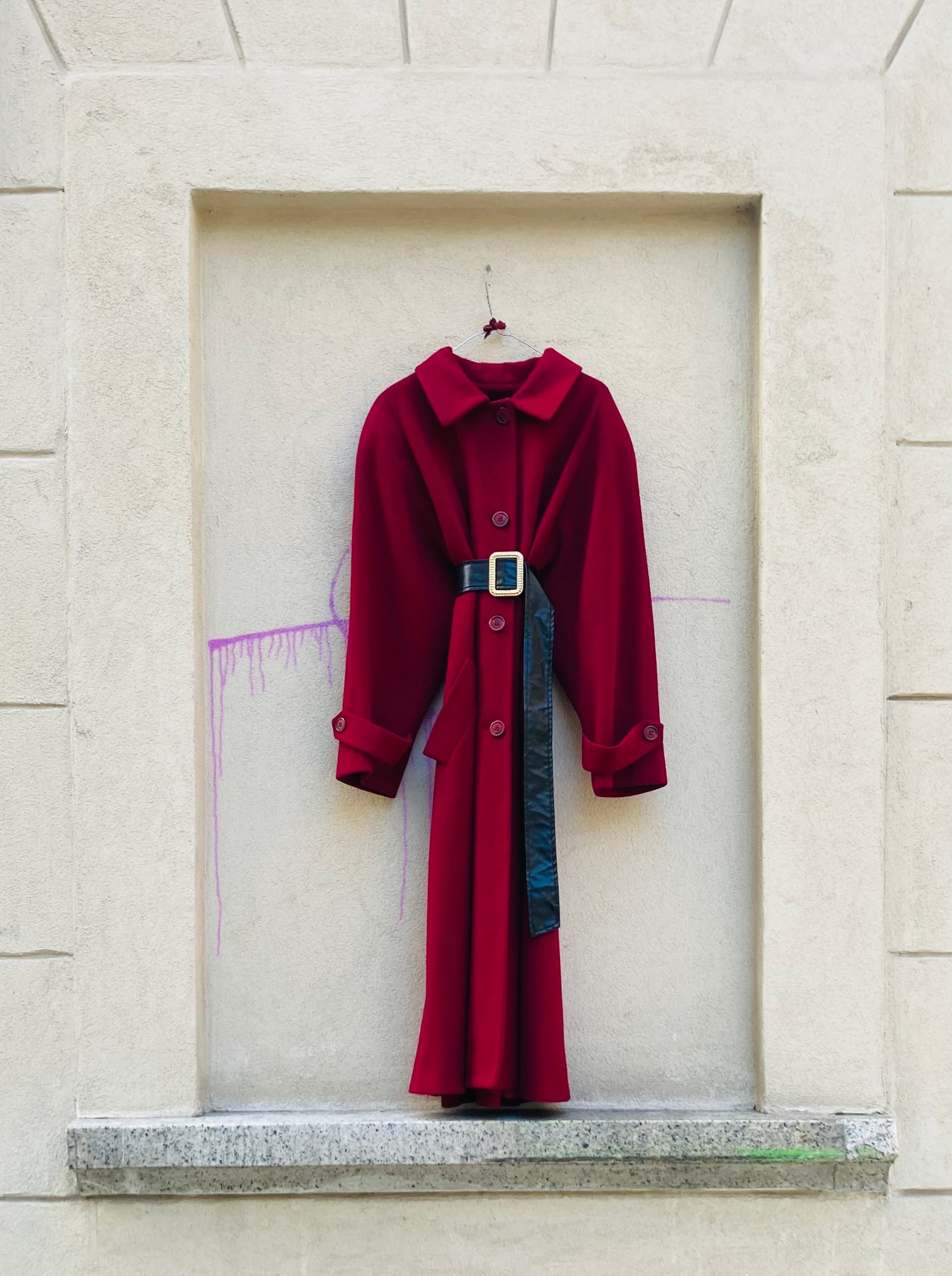 Coat 80s lana bordeaux Alice In Vintage