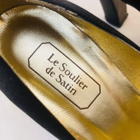 Le soulier de Satin décolleté raso nero Alice In Vintage