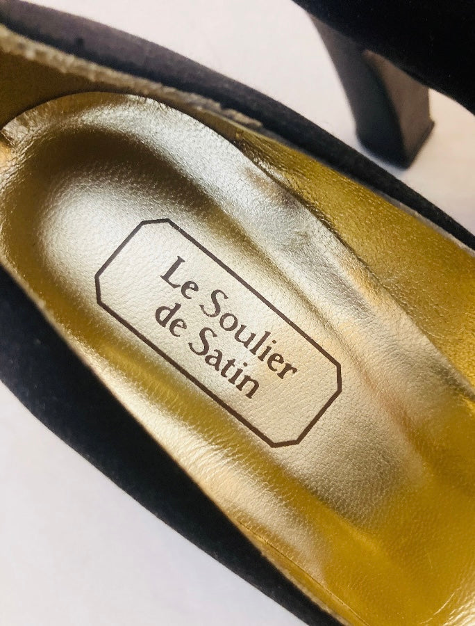 Le soulier de Satin décolleté raso nero Alice In Vintage