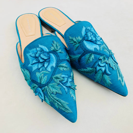 Alberta Ferretti sabot ricamo flower Alice In Vintage