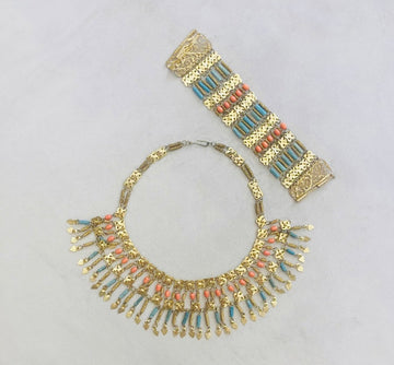 Parure 70s turchesi corallo Alice In Vintage