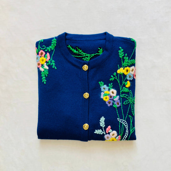 Maglione 80s ricamo flower Alice In Vintage