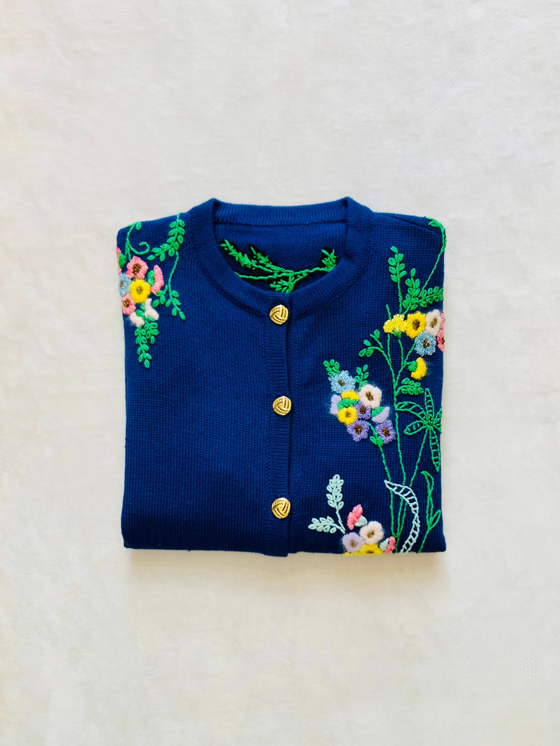 Maglione 80s ricamo flower Alice In Vintage