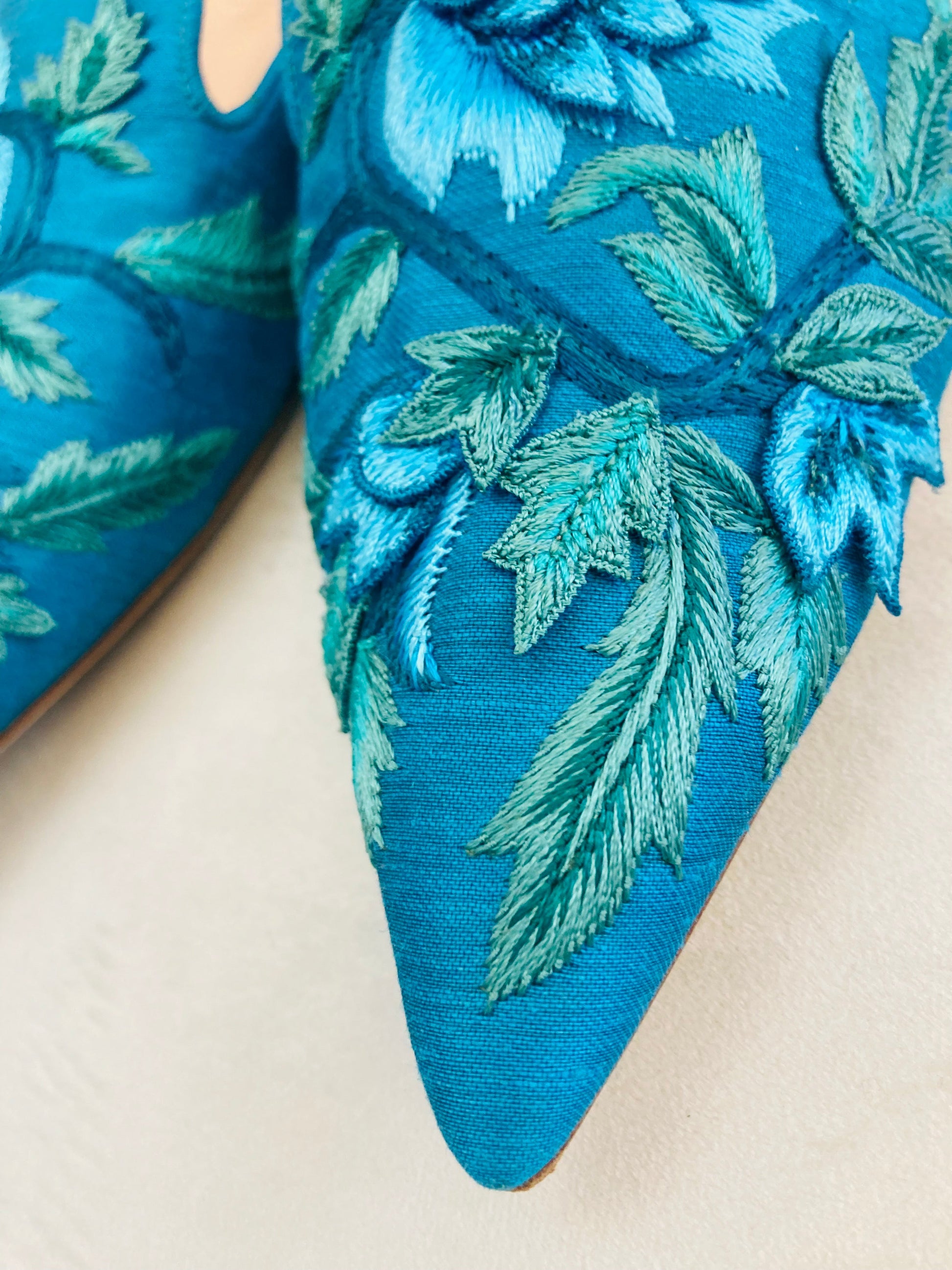 Alberta Ferretti sabot ricamo flower Alice In Vintage