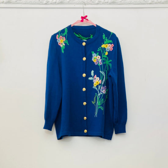 Maglione 80s ricamo flower Alice In Vintage