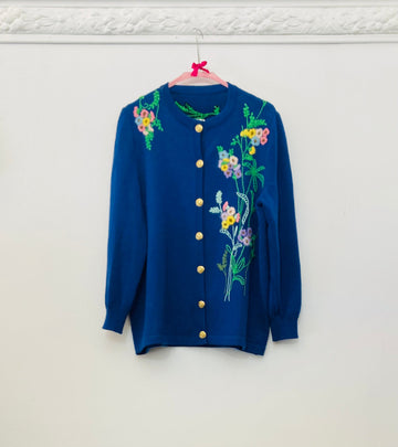 Maglione 80s ricamo flower Alice In Vintage