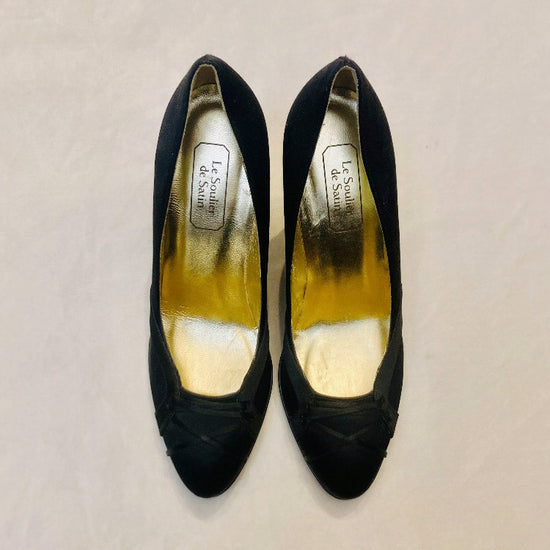 Le soulier de Satin décolleté raso nero Alice In Vintage