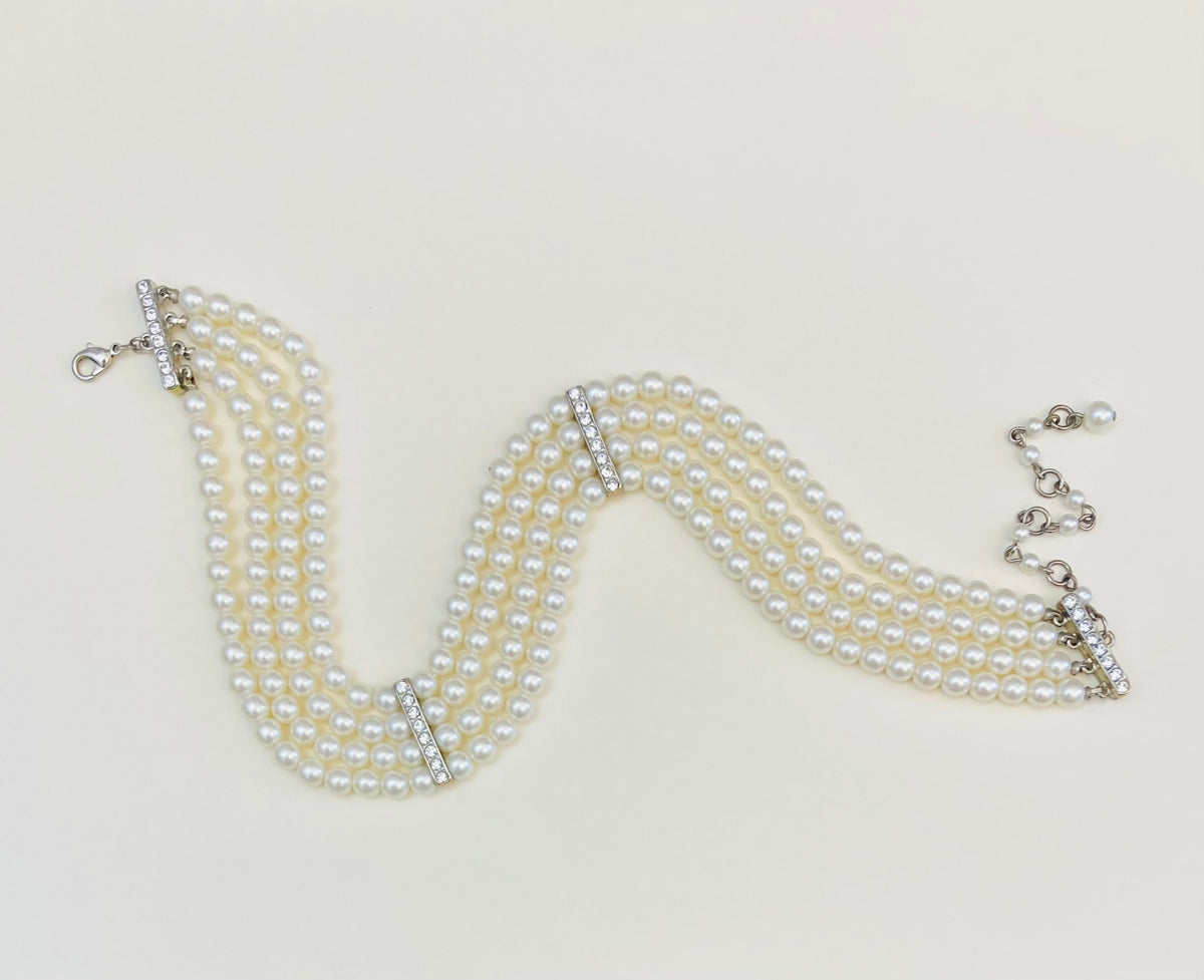 Choker 90s perle bijoux strass Alice In Vintage