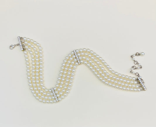Choker 90s perle bijoux strass Alice In Vintage