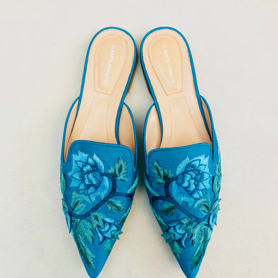 Alberta Ferretti sabot ricamo flower Alice In Vintage