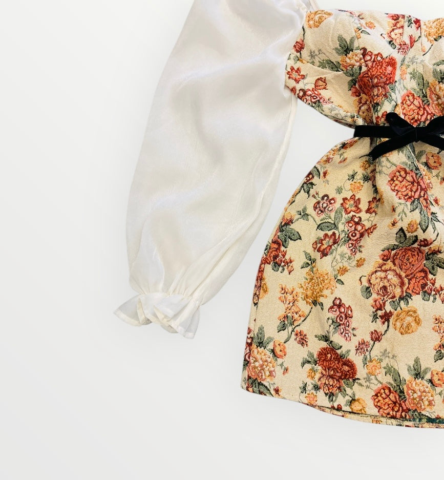 Flower dress broccato 90s Alice In Vintage