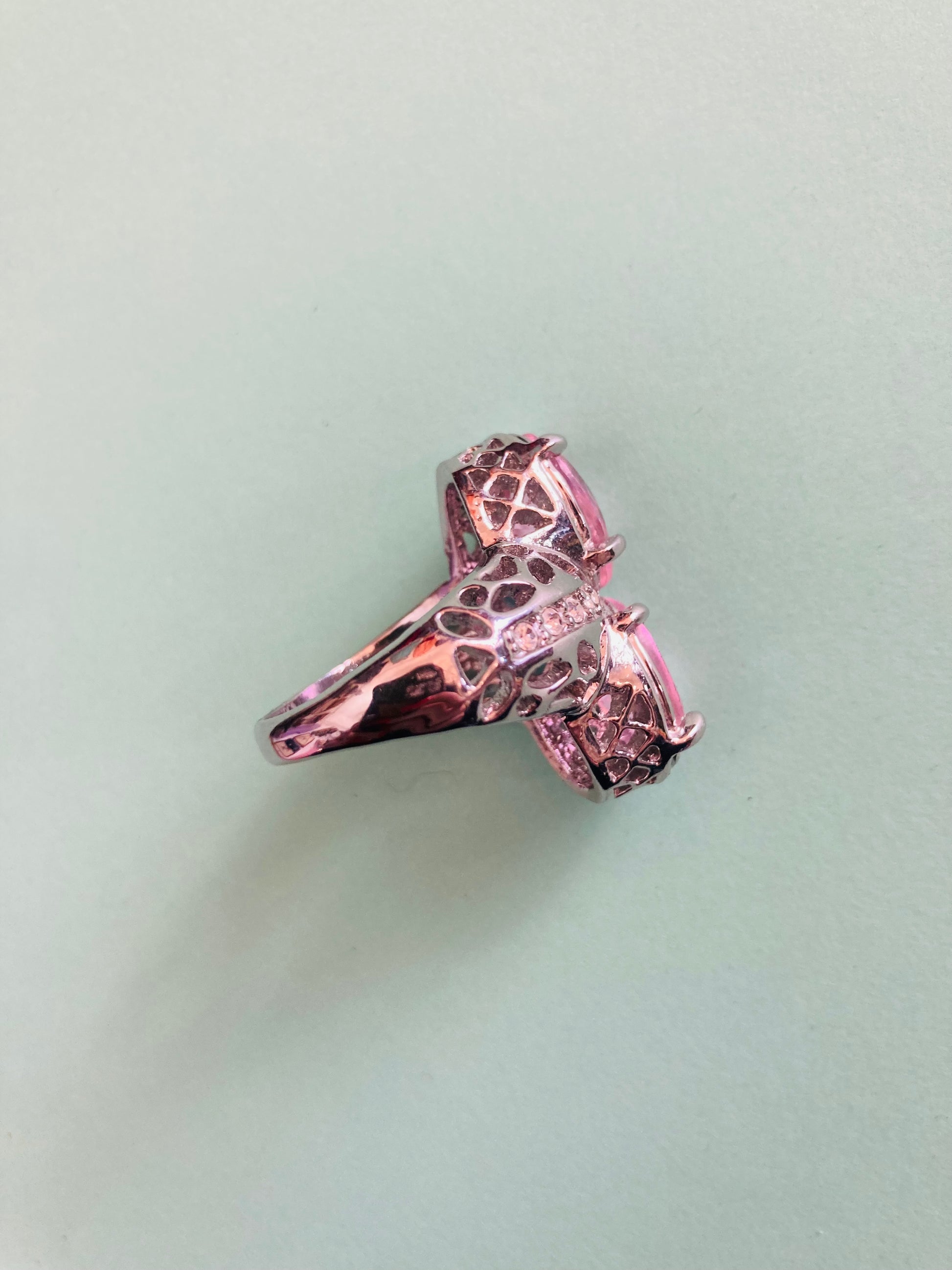 Anello 90s cristalli rosa Alice In Vintage