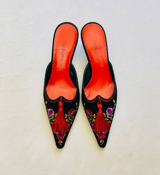 Sabot 90s ricamo flower Alice In Vintage